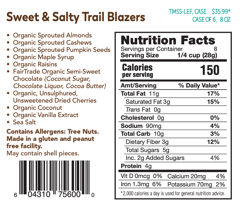 Sweet & Salty Trail Mix, Sprouted : 8 oz