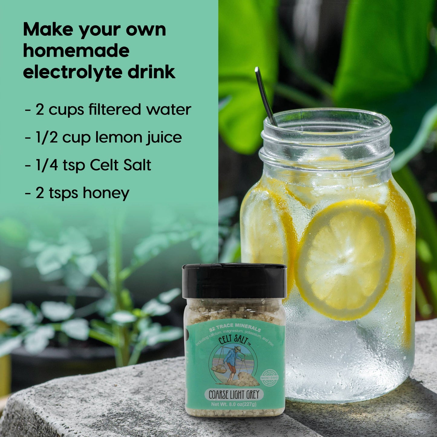 Celtic Sea Salt, Coarse Light Grey 1/2 lb(8oz) Resealable Bag