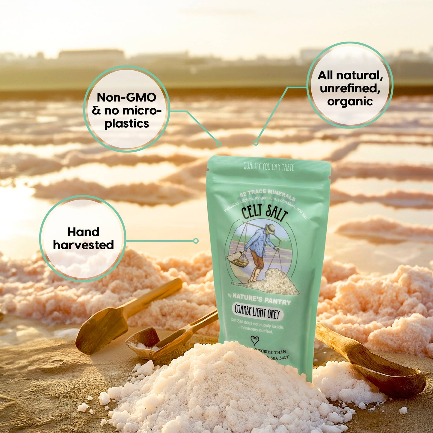 Celtic Sea Salt, Coarse Light Grey 1/2 lb(8oz) Resealable Bag