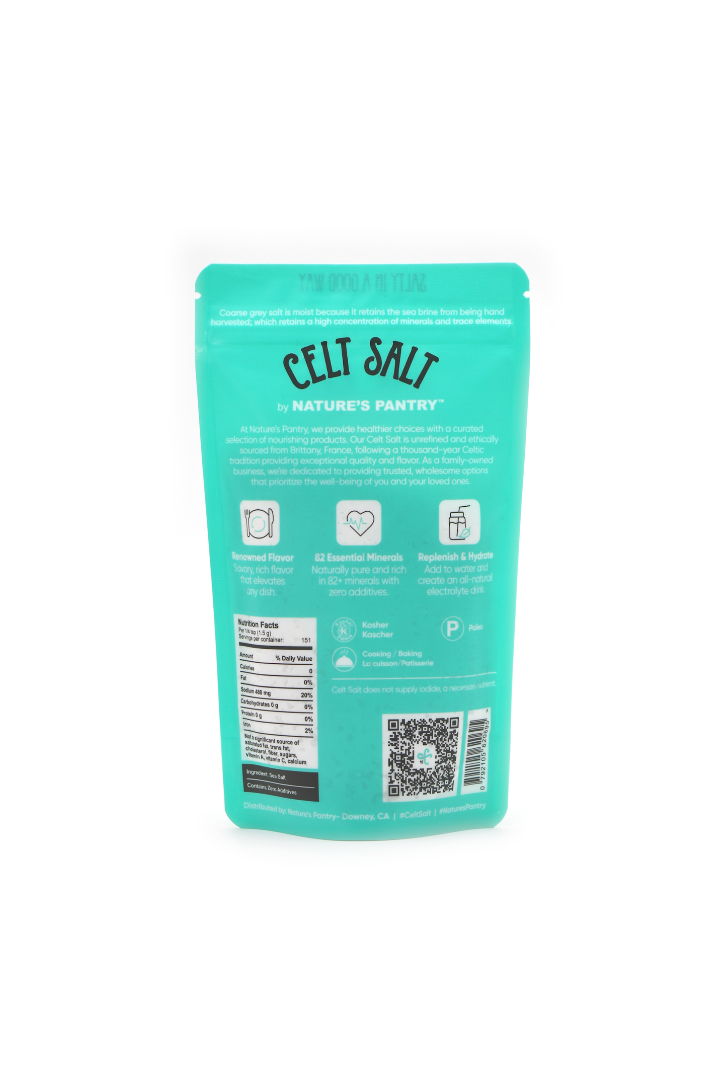 Celtic Sea Salt, Coarse Light Grey 1/2 lb(8oz) Resealable Bag