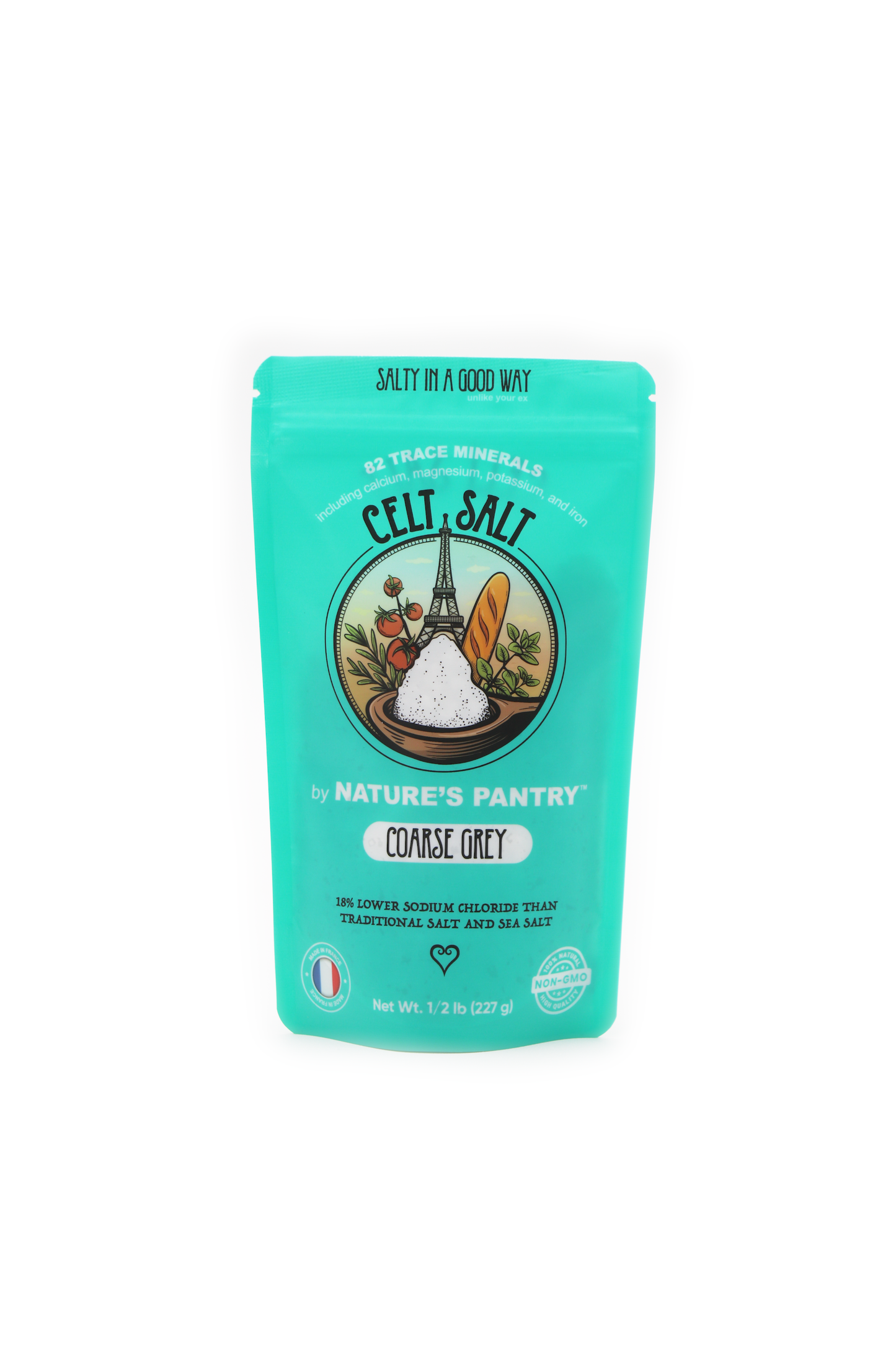 Celtic Sea Salt, Coarse Light Grey 1/2 lb(8oz) Resealable Bag