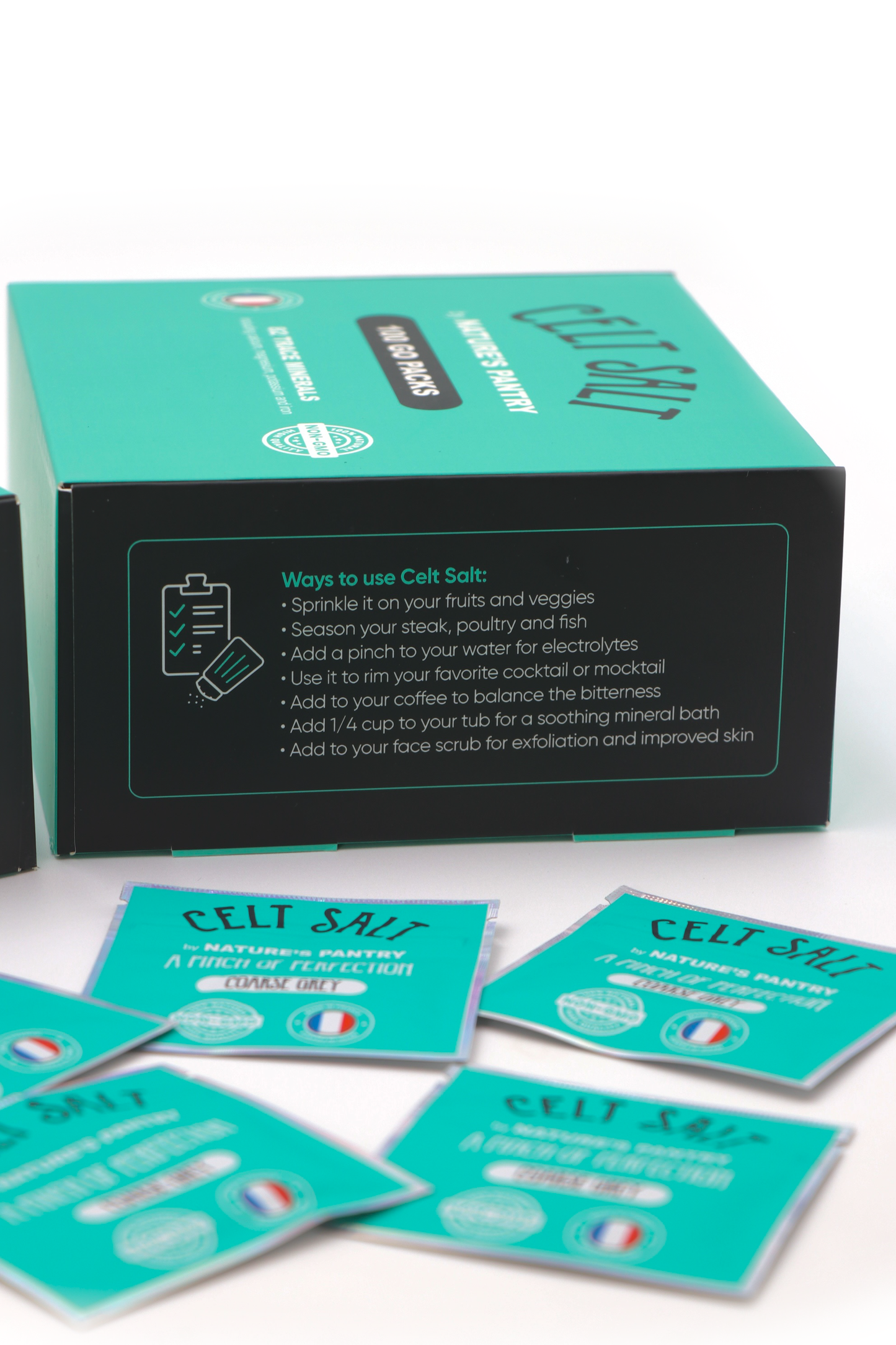 Celt Salt Go-Packs Box of 100: Fine Ground Only 100 Go-Packs