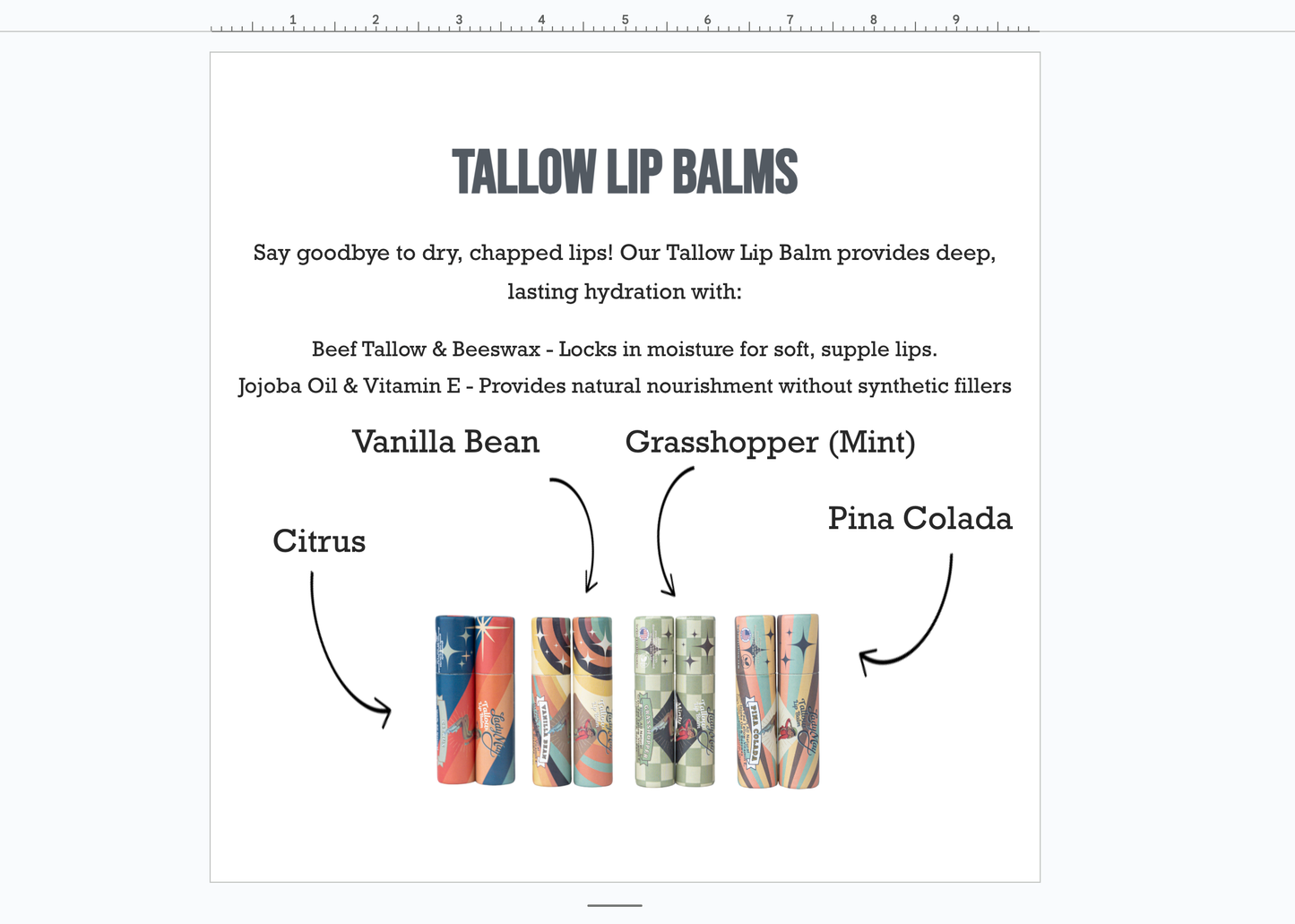 Pina Colada Tallow Lip Balm – Natural, Hydrating, Long-Lasting