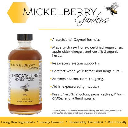 Throat and Lung Honey Tonic — nourish your sore throat: 8oz