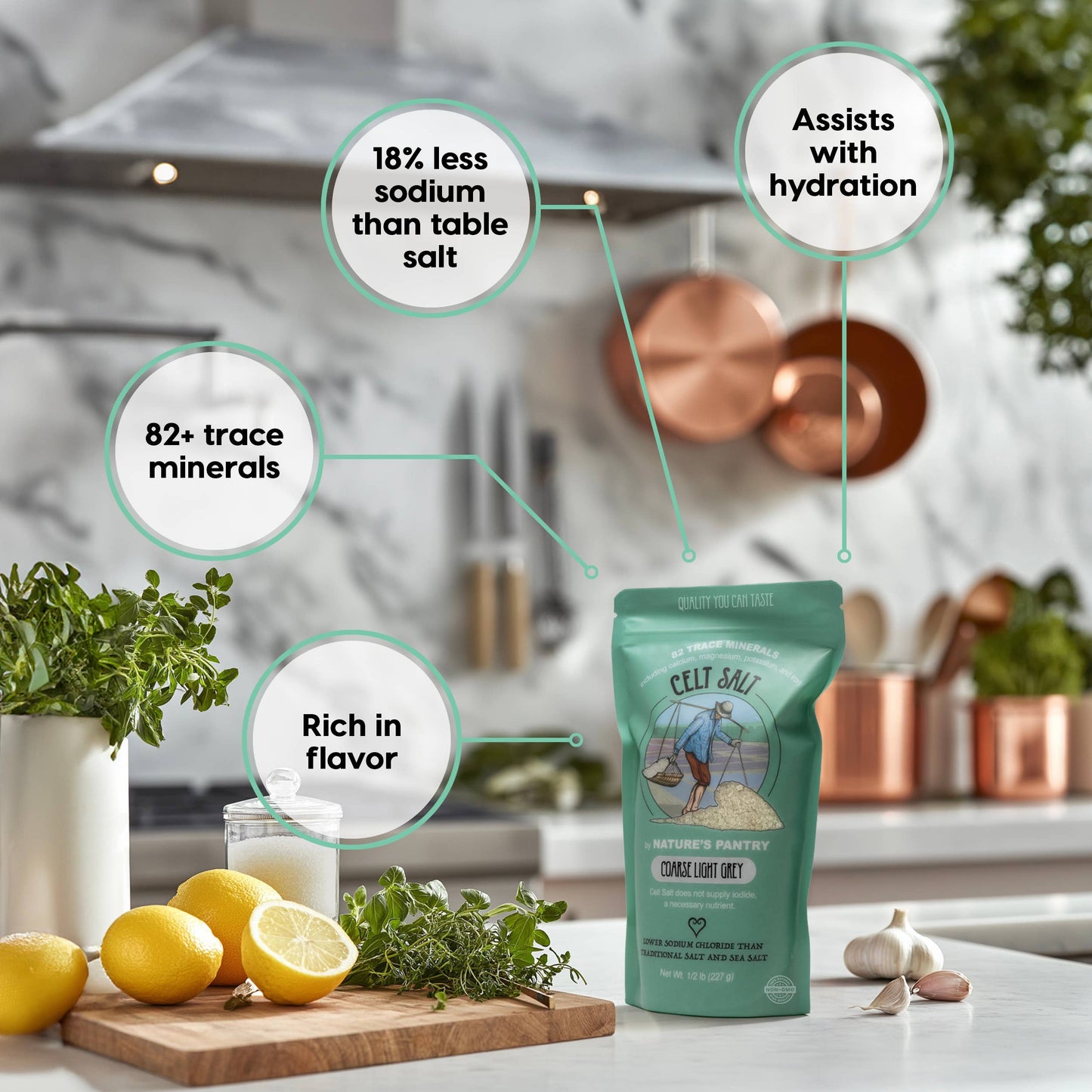 Celtic Sea Salt, Coarse Light Grey 1/2 lb(8oz) Resealable Bag